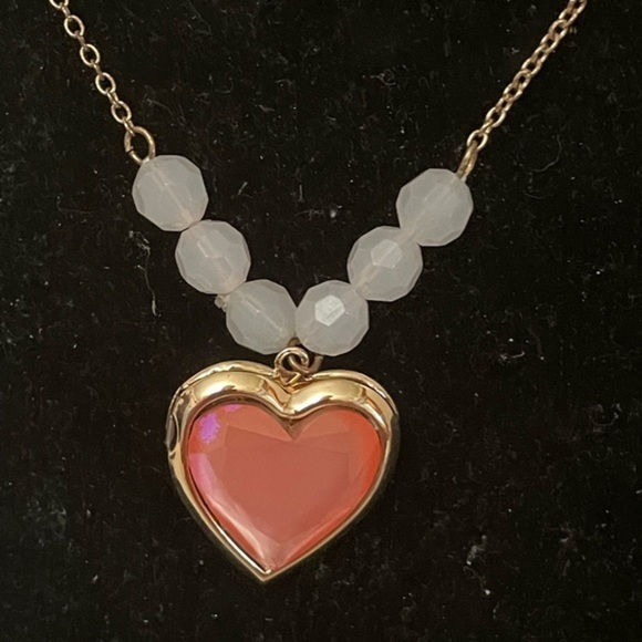 16” Cat & Jack necklace & 1” double sided bezel set pink enamel heart pendant - Picture 5 of 14